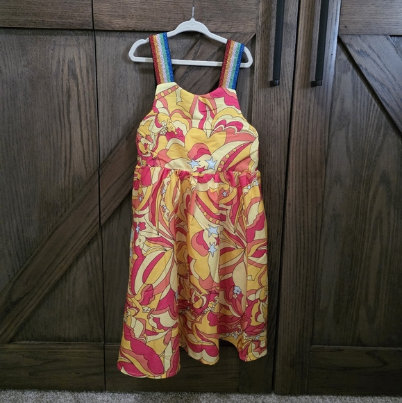 Lola + The Boys Other - Lola Yellow and Pink Floral Kids Dress